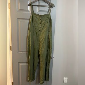 Green cotton cami jumpsuit